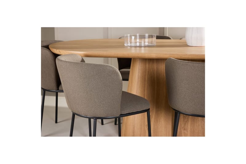 Spisegruppe Stjärnö 200x90 cm Natur med 6 stk. Edina Stole Sort / Brun - Sort / Brun - Møbler - Borde - Spisebordssæt