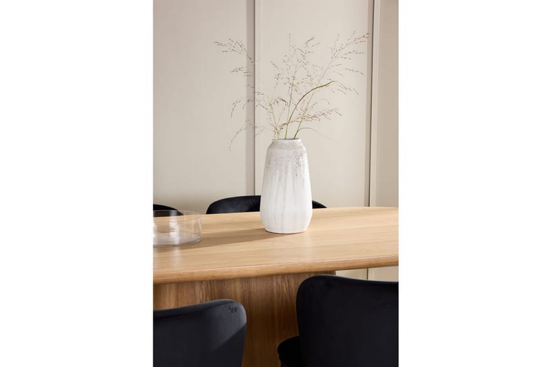 Spisegruppe Stjärnö 200x90 cm Natur med 6 stk. Edina Stole Sort - Sort - Møbler - Borde - Spisebordssæt