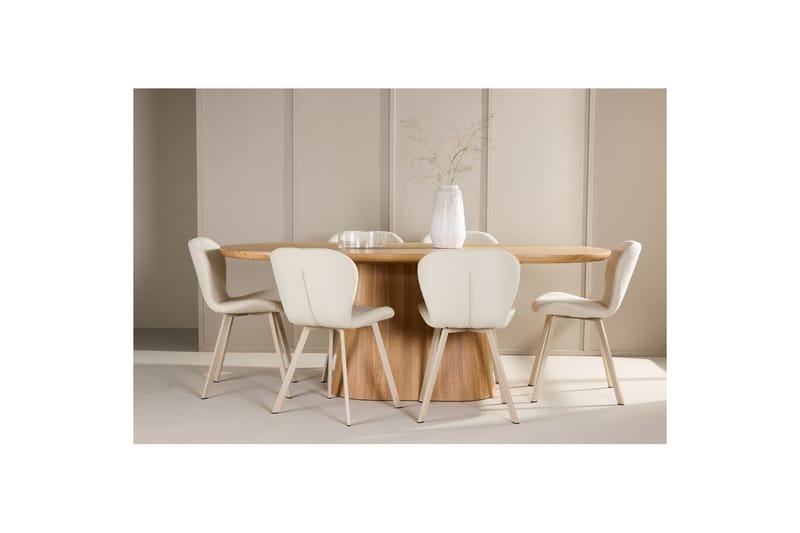 Spisegruppe Stjärnö 200x90 cm Natur med 6 stk. Lilja Stole - Møbler - Borde - Spisebordssæt
