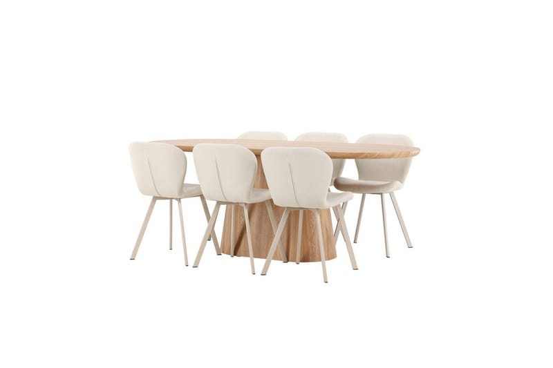 Spisegruppe Stjärnö 200x90 cm Natur med 6 stk. Lilja Stole - Møbler - Borde - Spisebordssæt