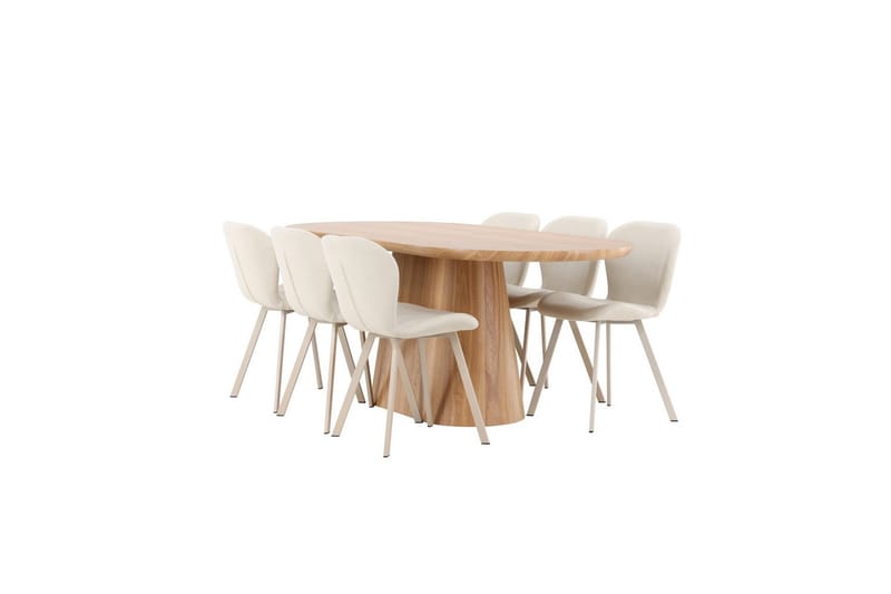 Spisegruppe Stjärnö 200x90 cm Natur med 6 stk. Lilja Stole - Møbler - Borde - Spisebordssæt