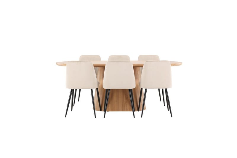 Spisegruppe Stjärnö 200x90 cm Natur med 6 stk. Night Stole - Møbler - Borde - Spisebordssæt