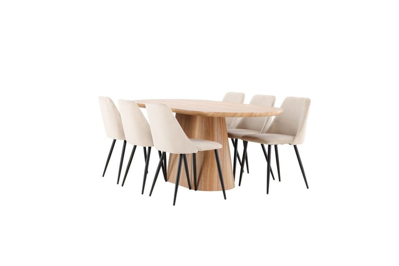 Spisegruppe Stjärnö 200x90 cm Natur med 6 stk. Night Stole - Møbler - Borde - Spisebordssæt