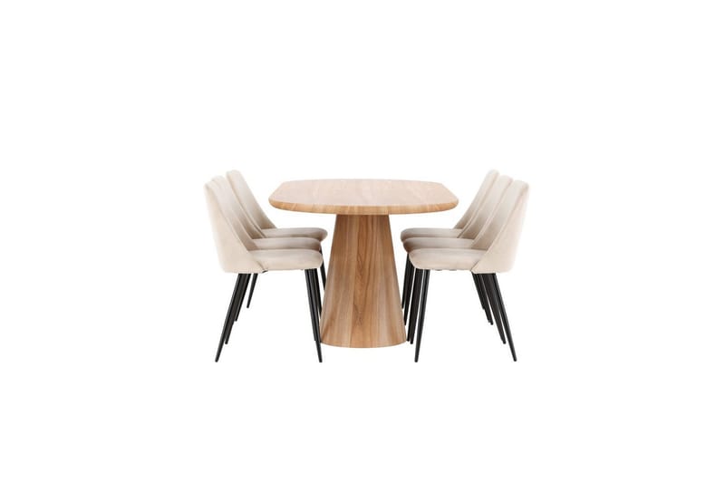 Spisegruppe Stjärnö 200x90 cm Natur med 6 stk. Night Stole - Møbler - Borde - Spisebordssæt