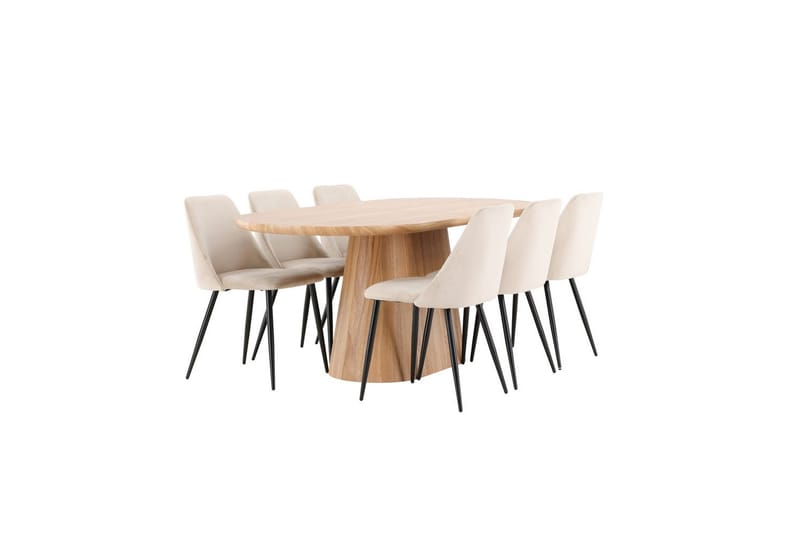 Spisegruppe Stjärnö 200x90 cm Natur med 6 stk. Night Stole - Møbler - Borde - Spisebordssæt