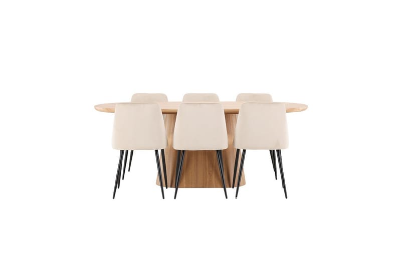 Spisegruppe Stjärnö 200x90 cm Natur med 6 stk. Night Stole - Møbler - Borde - Spisebordssæt