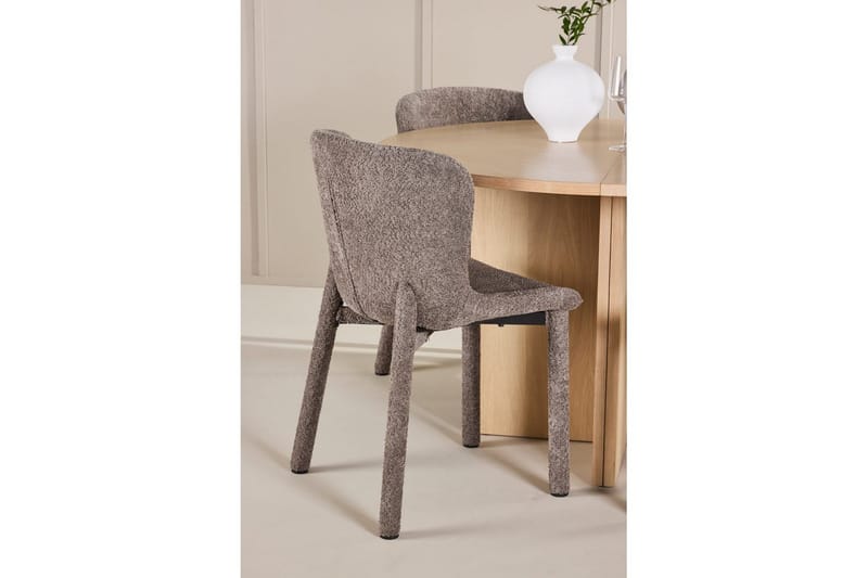 Spisegruppe Strada Rundt 120/170 cm Hvid med Astoria Stole 4 stk, Brun - 4 stk, Brun - Møbler - Borde - Spisebordssæt