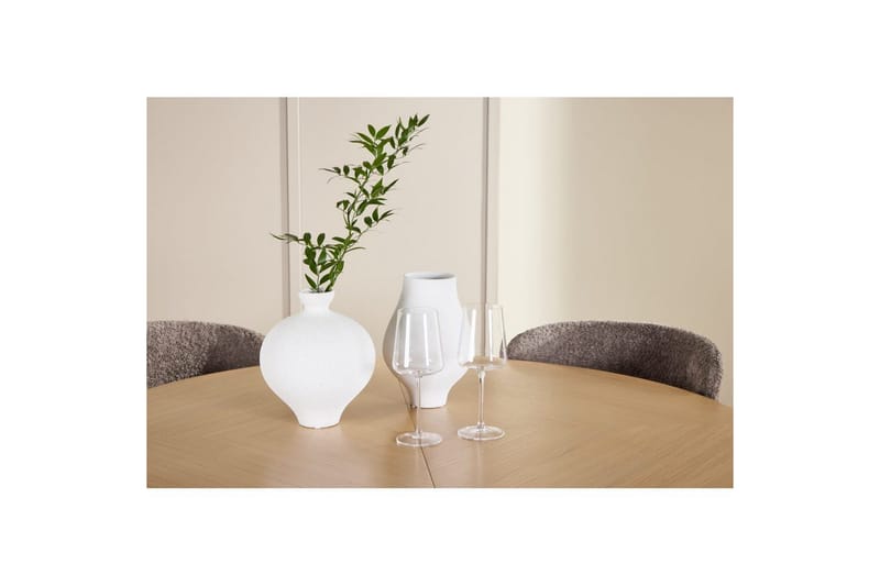 Spisegruppe Strada Rundt 120/170 cm Hvid med Astoria Stole 4 stk, Brun - 4 stk, Brun - Møbler - Borde - Spisebordssæt