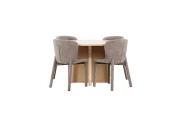 Spisegruppe Strada Rundt 120/170 cm Hvid med Astoria Stole 4 stk, Brun