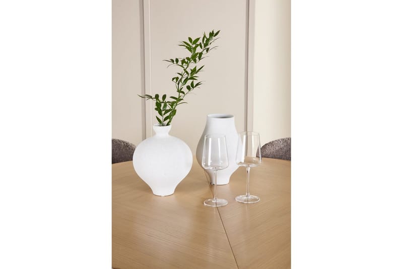 Spisegruppe Strada Rundt 120/170 cm Hvid med Astoria Stole 4 stk, Brun - 4 stk, Brun - Møbler - Borde - Spisebordssæt