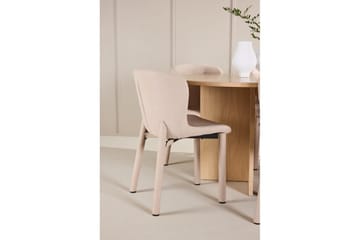 Spisegruppe Strada Rundt 120/170 cm Hvid med Astoria Stole 6 stk, Beige - 6 stk, Beige - Møbler - Borde - Spisebordssæt