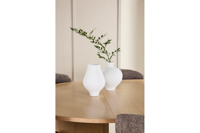 Spisegruppe Strada Rundt 120/170 cm Hvid med Astoria Stole 6 stk, Brun - 6 stk, Brun - Møbler - Borde - Spisebordssæt