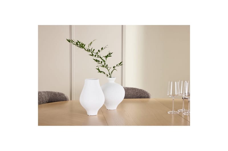 Spisegruppe Strada Rundt 120/170 cm Hvid med Astoria Stole 6 stk, Brun - 6 stk, Brun - Møbler - Borde - Spisebordssæt