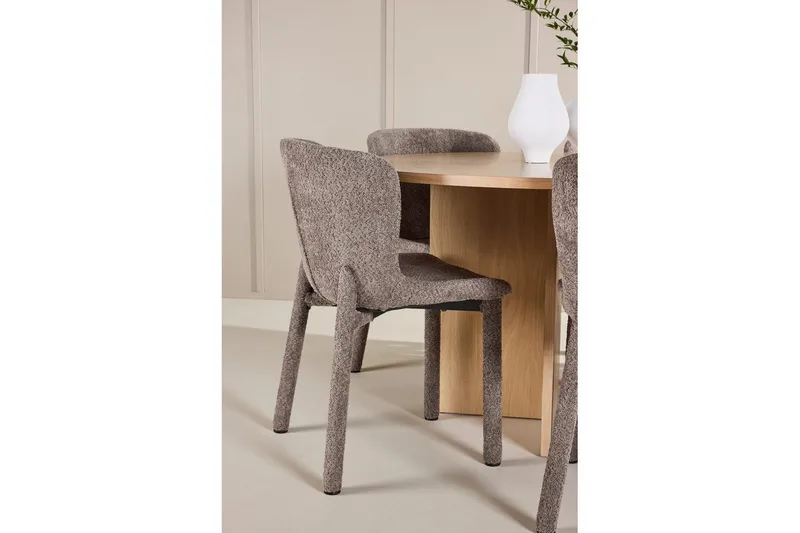 Spisegruppe Strada Rundt 120/170 cm Hvid med Astoria Stole 6 stk, Brun - 6 stk, Brun - Møbler - Borde - Spisebordssæt