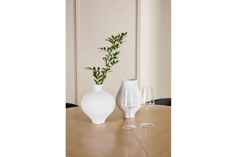 Spisegruppe Strada Rundt 120/170 cm Hvid med Edina Stole 4 stk, Sort - 4 stk, Sort - Møbler - Borde - Spisebordssæt