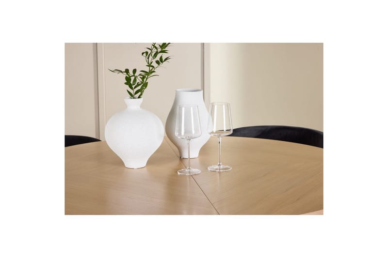 Spisegruppe Strada Rundt 120/170 cm Hvid med Edina Stole 4 stk, Sort - 4 stk, Sort - Møbler - Borde - Spisebordssæt