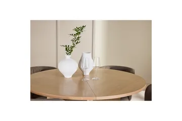 Spisegruppe Strada Rundt 120/170 cm Hvid med Edina Stole 4 stk, Sort / Brun - 4 stk, Sort / Brun - Møbler - Borde - Spisebordssæt