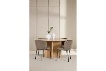 Spisegruppe Strada Rundt 120/170 cm Hvid med Edina Stole 4 stk, Sort / Brun - 4 stk, Sort / Brun - Møbler - Borde - Spisebordssæt
