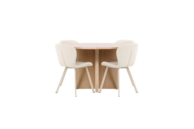 Spisegruppe Strada Rundt 120/170 cm Hvid med Lilja Stole 4 stk, 4 stk