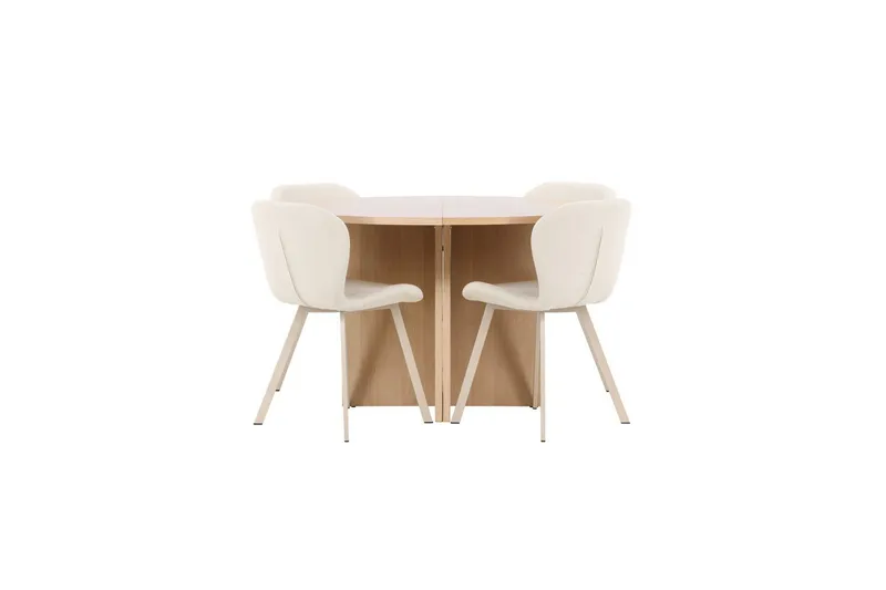 Spisegruppe Strada Rundt 120/170 cm Hvid med Lilja Stole 4 stk, 4 stk