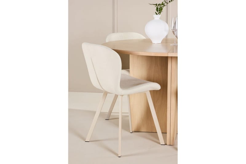 Spisegruppe Strada Rundt 120/170 cm Hvid med Lilja Stole 4 stk - 4 stk - Møbler - Borde - Spisebordssæt