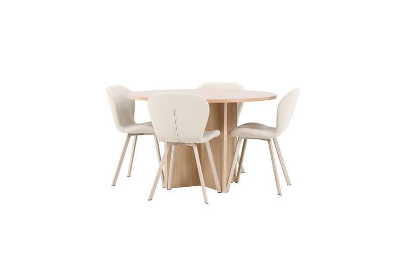 Spisegruppe Strada Rundt 120/170 cm Hvid med Lilja Stole 4 stk - 4 stk - Møbler - Borde - Spisebordssæt
