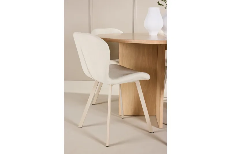 Spisegruppe Strada Rundt 120/170 cm Hvid med Lilja Stole 6 stk - 6 stk - Møbler - Borde - Spisebordssæt