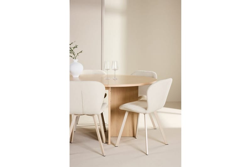 Spisegruppe Strada Rundt 120/170 cm Hvid med Lilja Stole 6 stk - 6 stk - Møbler - Borde - Spisebordssæt