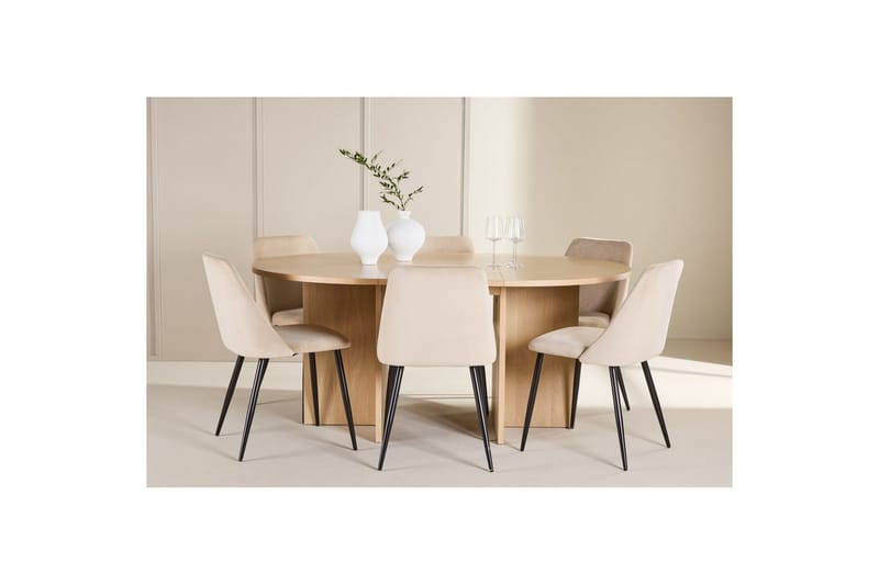Spisegruppe Strada Rundt 120/170 cm med Night Stole 6 stk - 6 stk - Møbler - Borde - Spisebordssæt