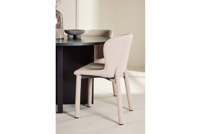 Spisegruppe Strada Rundt 120/170 cm Sort med Astoria Stole 4 stk, Beige - 4 stk, Beige - Møbler - Borde - Spisebordssæt