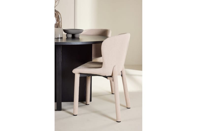 Spisegruppe Strada Rundt 120/170 cm Sort med Astoria Stole 4 stk, Beige - 4 stk, Beige - Møbler - Borde - Spisebordssæt