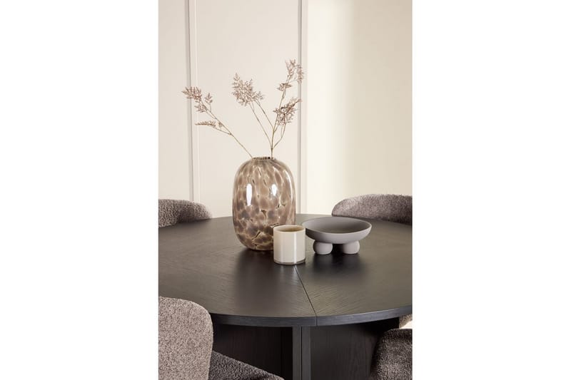 Spisegruppe Strada Rundt 120/170 cm Sort med Astoria Stole 4 stk, Brun - 4 stk, Brun - Møbler - Borde - Spisebordssæt