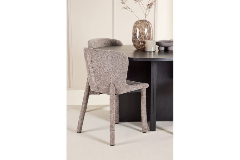 Spisegruppe Strada Rundt 120/170 cm Sort med Astoria Stole 4 stk, Brun - 4 stk, Brun - Møbler - Borde - Spisebordssæt