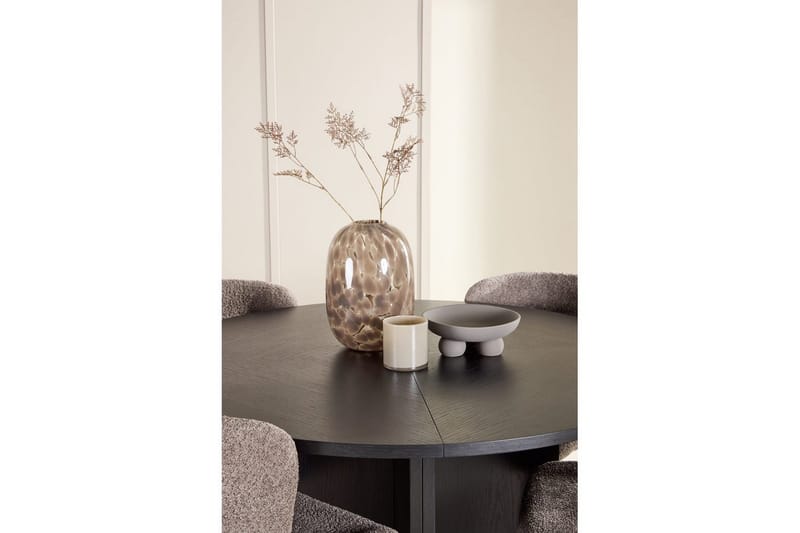 Spisegruppe Strada Rundt 120/170 cm Sort med Astoria Stole 4 stk, Brun - 4 stk, Brun - Møbler - Borde - Spisebordssæt