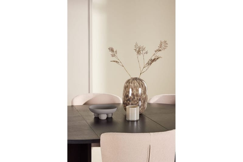 Spisegruppe Strada Rundt 120/170 cm Sort med Astoria Stole 6 stk, Beige - 6 stk, Beige - Møbler - Borde - Spisebordssæt