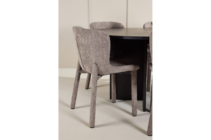 Spisegruppe Strada Rundt 120/170 cm Sort med Astoria Stole 6 stk, Brun - 6 stk, Brun - Møbler - Borde - Spisebordssæt