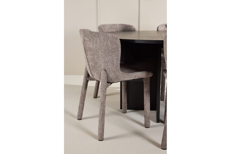 Spisegruppe Strada Rundt 120/170 cm Sort med Astoria Stole 6 stk, Brun - 6 stk, Brun - Møbler - Borde - Spisebordssæt