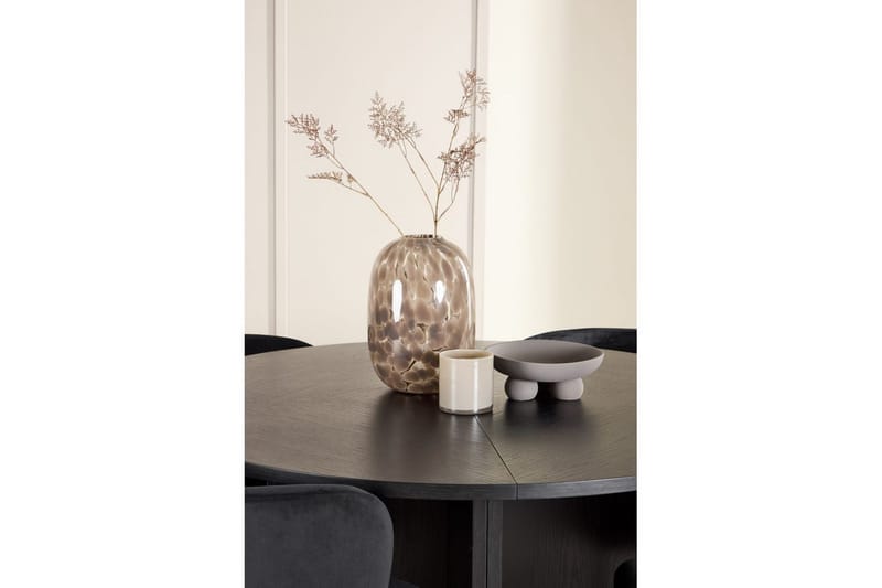 Spisegruppe Strada Rundt 120/170 cm Sort med Edina Stole 4 stk, Sort - 4 stk, Sort - Møbler - Borde - Spisebordssæt