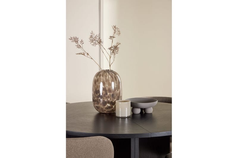 Spisegruppe Strada Rundt 120/170 cm Sort med Edina Stole 4 stk, Sort / Brun - 4 stk, Sort / Brun - Møbler - Borde - Spisebordssæt