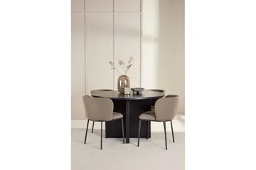 Spisegruppe Strada Rundt 120/170 cm Sort med Edina Stole 4 stk, Sort / Brun - 4 stk, Sort / Brun - Møbler - Borde - Spisebordssæt