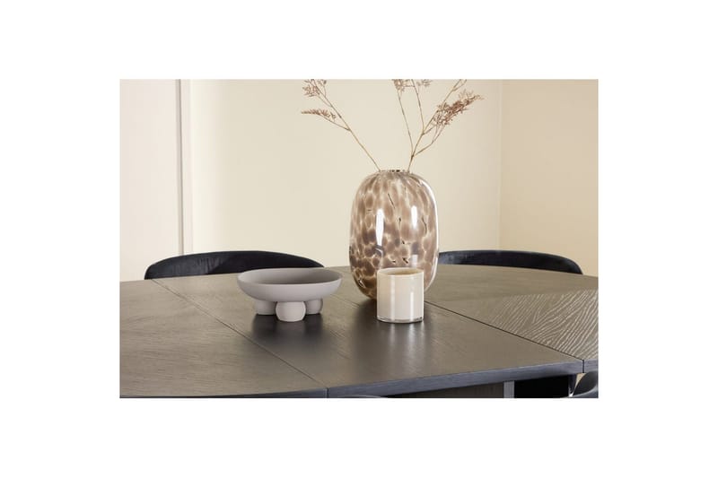 Spisegruppe Strada Rundt 120/170 cm Sort med Edina Stole 6 stk, Sort - 6 stk, Sort - Møbler - Borde - Spisebordssæt