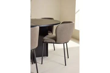 Spisegruppe Strada Rundt 120/170 cm Sort med Edina Stole 6 stk, Sort / Brun - 6 stk, Sort / Brun - Møbler - Borde - Spisebordssæt