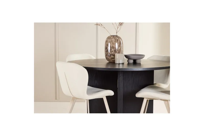 Spisegruppe Strada Rundt 120/170 cm Sort med Lilja Stole 4 stk - 4 stk - Møbler - Borde - Spisebordssæt