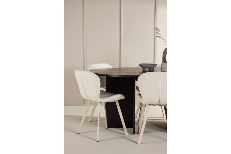 Spisegruppe Strada Rundt 120/170 cm Sort med Lilja Stole 6 stk - 6 stk - Møbler - Borde - Spisebordssæt