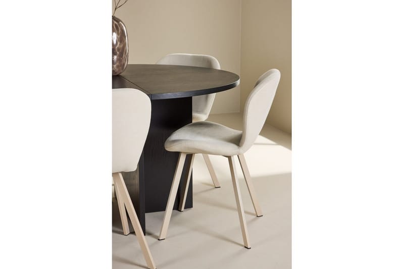 Spisegruppe Strada Rundt 120/170 cm Sort med Lilja Stole 6 stk - 6 stk - Møbler - Borde - Spisebordssæt