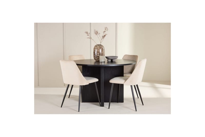 Spisegruppe Strada Rundt 120/170 cm Sort med Night Stole 4 stk - 4 stk - Møbler - Borde - Spisebordssæt