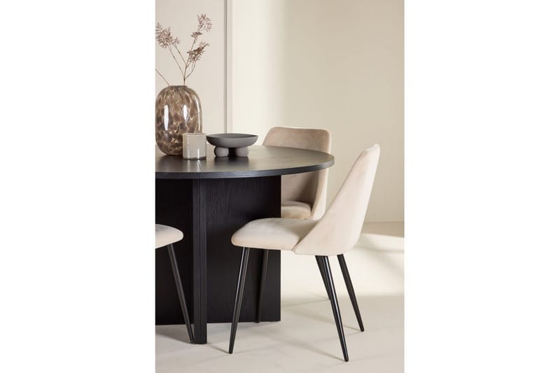Spisegruppe Strada Rundt 120/170 cm Sort med Night Stole 4 stk - 4 stk - Møbler - Borde - Spisebordssæt