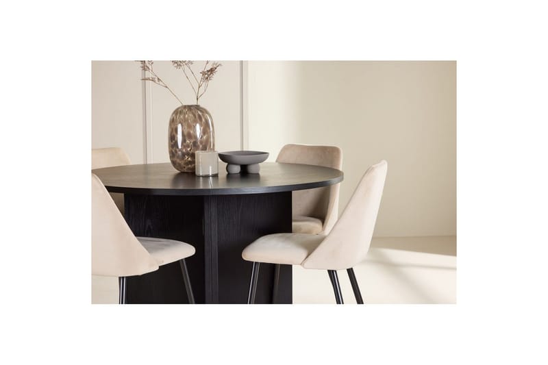 Spisegruppe Strada Rundt 120/170 cm Sort med Night Stole 4 stk - 4 stk - Møbler - Borde - Spisebordssæt