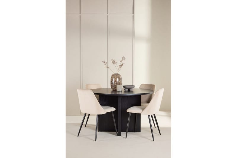 Spisegruppe Strada Rundt 120/170 cm Sort med Night Stole 4 stk - 4 stk - Møbler - Borde - Spisebordssæt