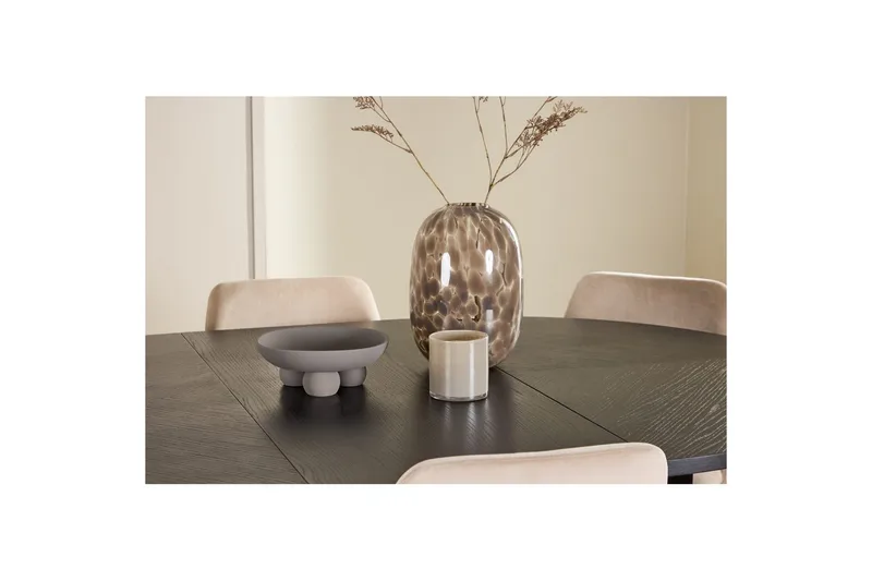 Spisegruppe Strada Rundt 120/170 cm Sort med Night Stole 6 stk - 6 stk - Møbler - Borde - Spisebordssæt